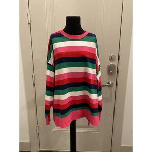 Rainbow Striped Oversized Relaxed Beach Shirt Crown and Ivy Top Large XXL